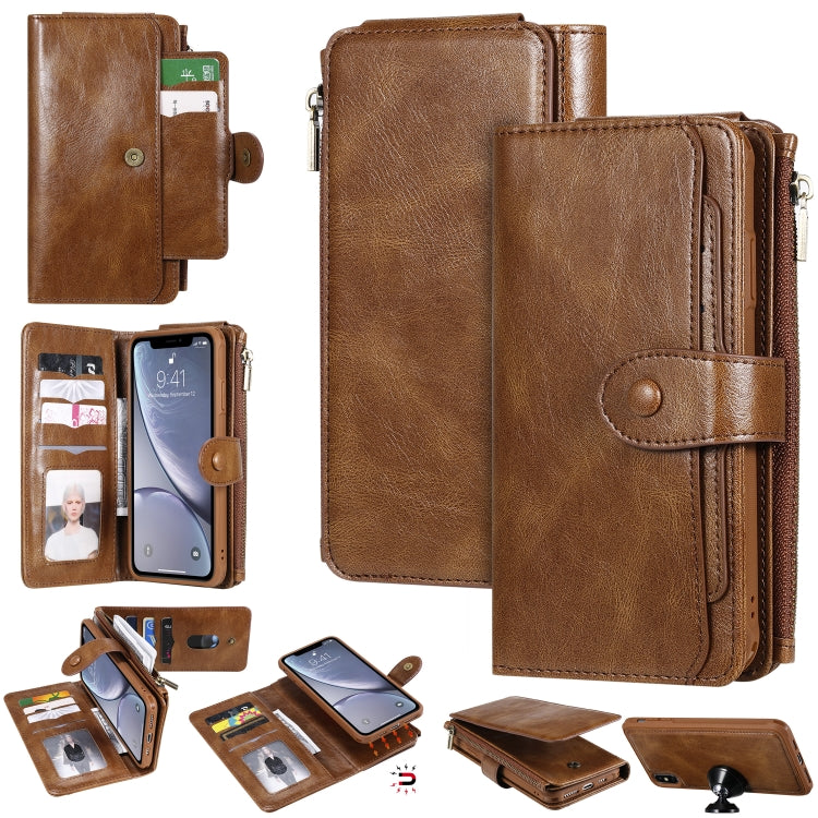 Multifunctional Retro Detachable Magnetic Horizontal Flip Leather Case with Card Slots & Holder & Wallet & Photo Frame, For iPhone 6 / 7 / 8, For iPhone X / XS, For iPhone XR, For iPhone XS Max, For iPhone 11, For iPhone 11 Pro, For iPhone 11 Pro Max