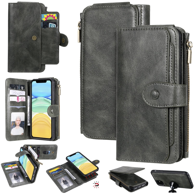 Multifunctional Retro Detachable Magnetic Horizontal Flip Leather Case with Card Slots & Holder & Wallet & Photo Frame, For iPhone 6 / 7 / 8, For iPhone X / XS, For iPhone XR, For iPhone XS Max, For iPhone 11, For iPhone 11 Pro, For iPhone 11 Pro Max