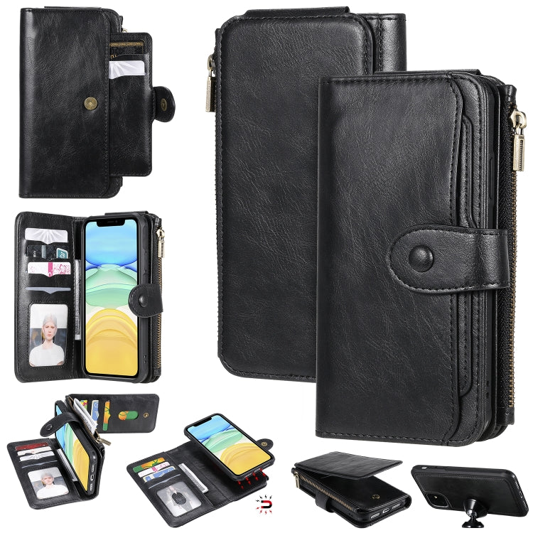 Multifunctional Retro Detachable Magnetic Horizontal Flip Leather Case with Card Slots & Holder & Wallet & Photo Frame, For iPhone 6 / 7 / 8, For iPhone X / XS, For iPhone XR, For iPhone XS Max, For iPhone 11, For iPhone 11 Pro, For iPhone 11 Pro Max