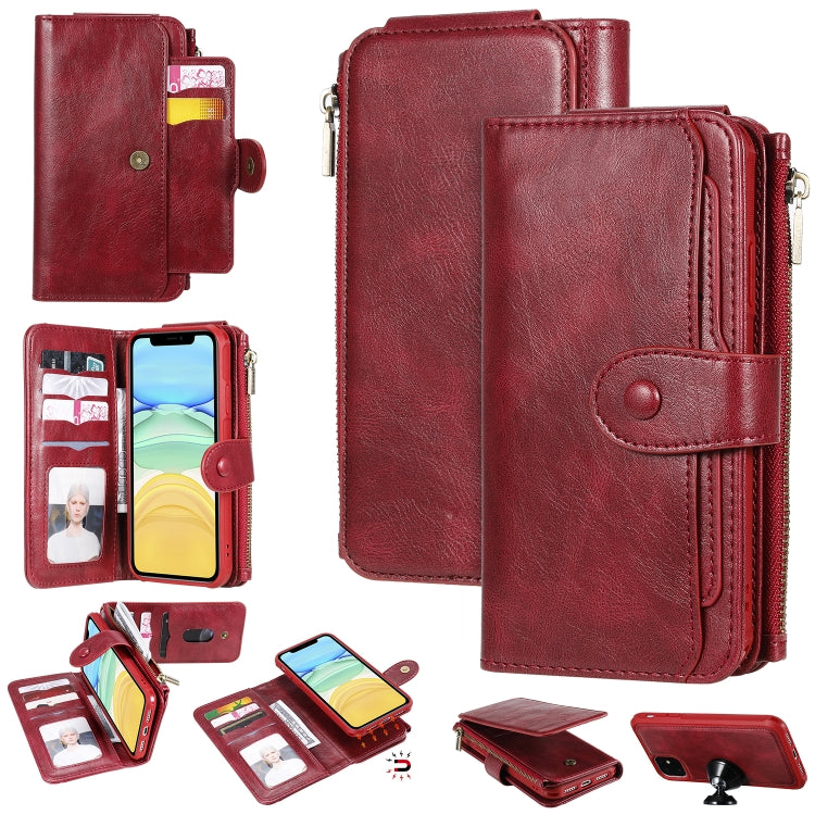 Multifunctional Retro Detachable Magnetic Horizontal Flip Leather Case with Card Slots & Holder & Wallet & Photo Frame, For iPhone 6 / 7 / 8, For iPhone X / XS, For iPhone XR, For iPhone XS Max, For iPhone 11, For iPhone 11 Pro, For iPhone 11 Pro Max