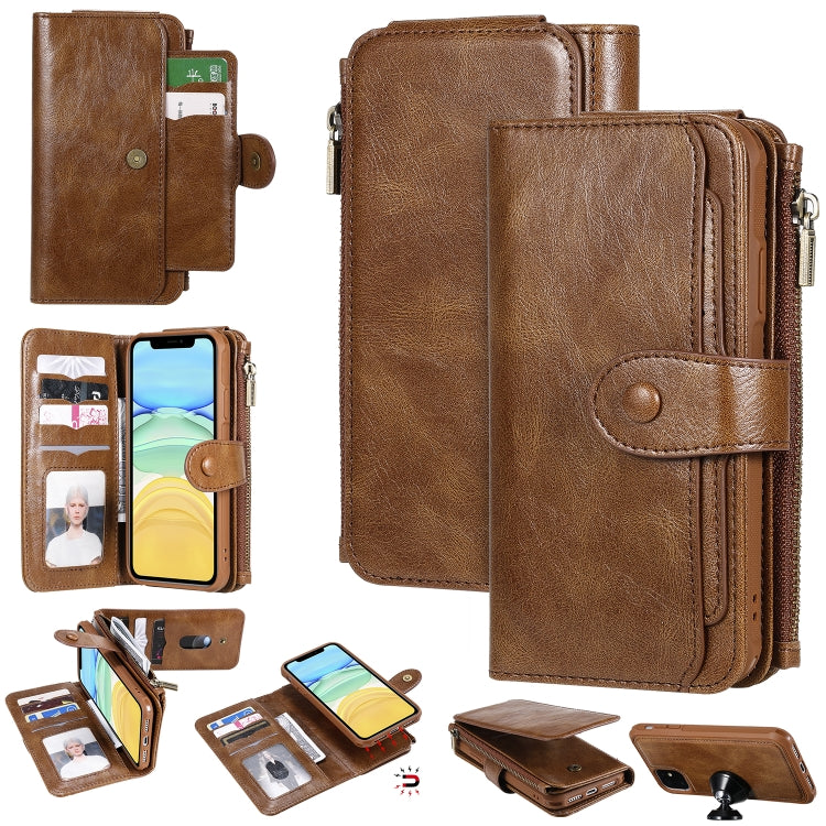 Multifunctional Retro Detachable Magnetic Horizontal Flip Leather Case with Card Slots & Holder & Wallet & Photo Frame, For iPhone 6 / 7 / 8, For iPhone X / XS, For iPhone XR, For iPhone XS Max, For iPhone 11, For iPhone 11 Pro, For iPhone 11 Pro Max