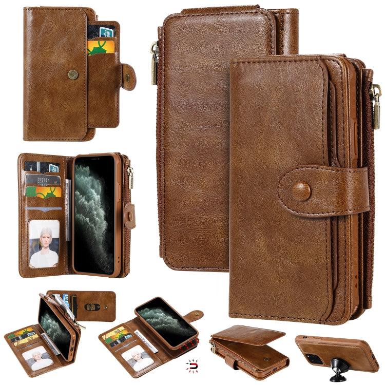 Multifunctional Retro Detachable Magnetic Horizontal Flip Leather Case with Card Slots & Holder & Wallet & Photo Frame, For iPhone 6 / 7 / 8, For iPhone X / XS, For iPhone XR, For iPhone XS Max, For iPhone 11, For iPhone 11 Pro, For iPhone 11 Pro Max