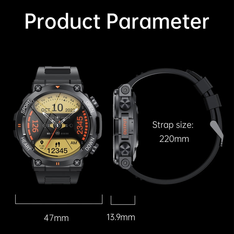 K56 Pro 1.39 inch Smart Silicone Strap Wristband Support Heart Rate Monitoring / Blood Pressure Monitoring, Silicone Strap (Black), Silicone Strap (Khaki), Silicone Strap (Green)