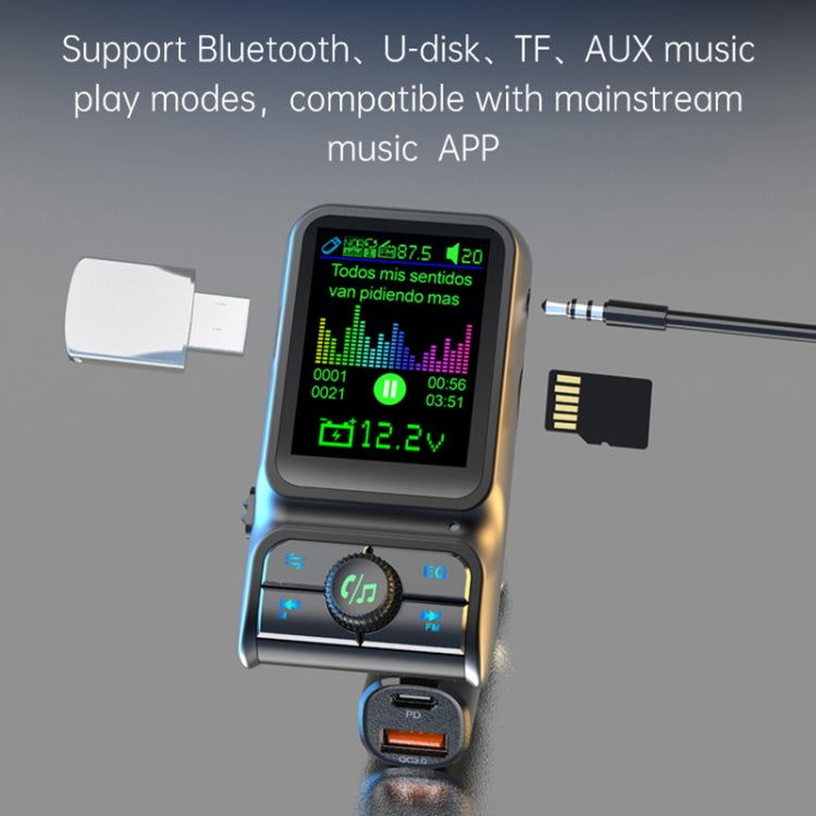BC85 Colorful Screen Car Bluetooth 5.0 FM Transmitter MP3 Player, BC85