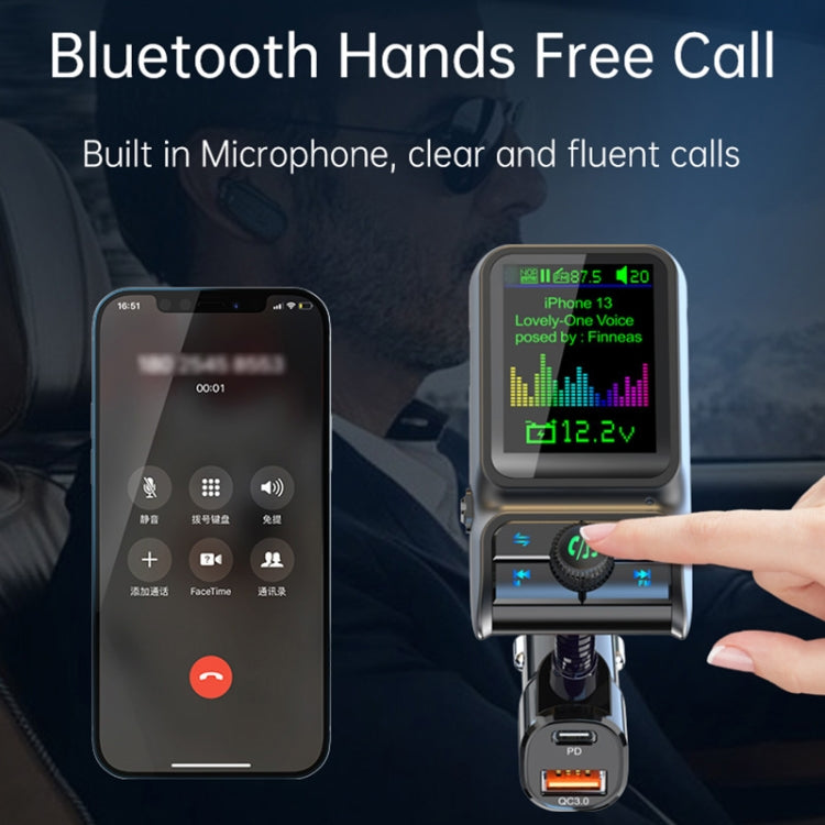 BC85 Colorful Screen Car Bluetooth 5.0 FM Transmitter MP3 Player, BC85