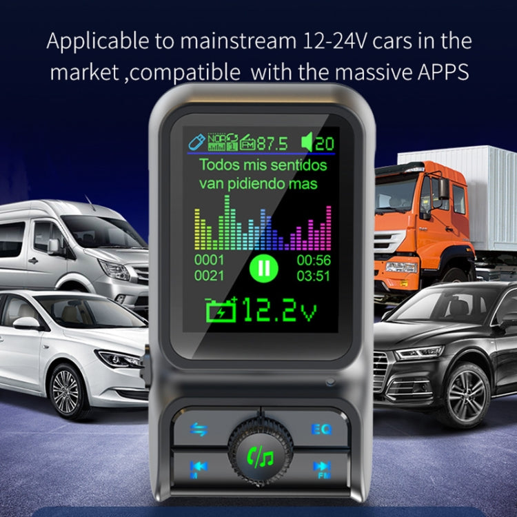 BC85 Colorful Screen Car Bluetooth 5.0 FM Transmitter MP3 Player, BC85