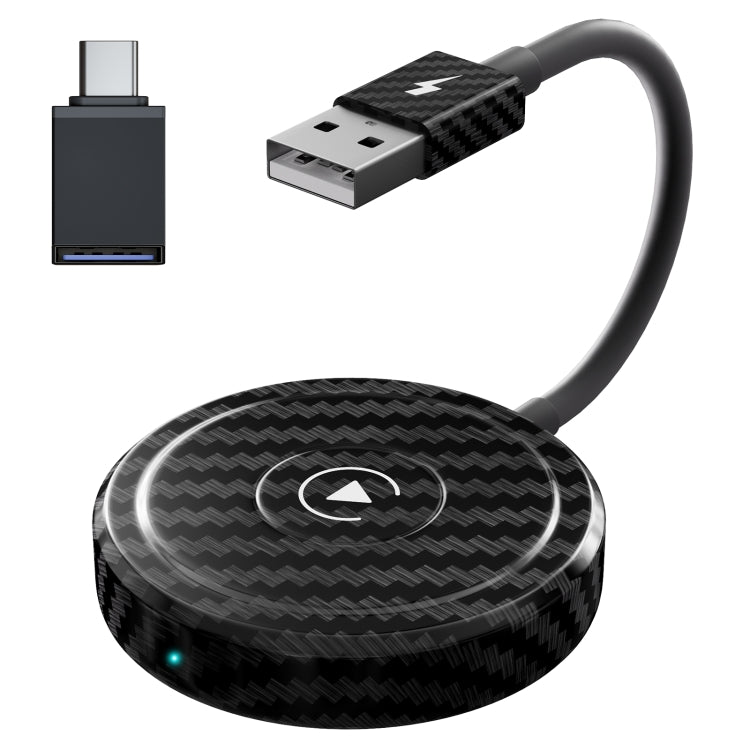 Carbon Fiber USB + USB-C / Type-C Wired to Wireless Carplay Adapter for iPhone, 020-5