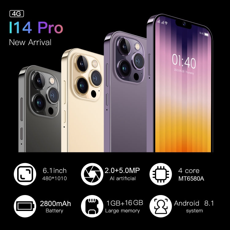 I14 Pro / N85 4G, 6.1 inch Screen, Face Identification, Android 8.1 MTK6737 Quad Core, Network: 4G, Dual SIM, I14 Pro / N85 4G 1GB+8GB