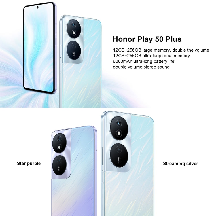 Honor Play 50 Plus, 6.8 inch MagicOS 7.2 Dimensity 6020 Octa Core up to 2.2GHz, Network: 5G, OTG, Not Support Google Play, 12GB+256GB