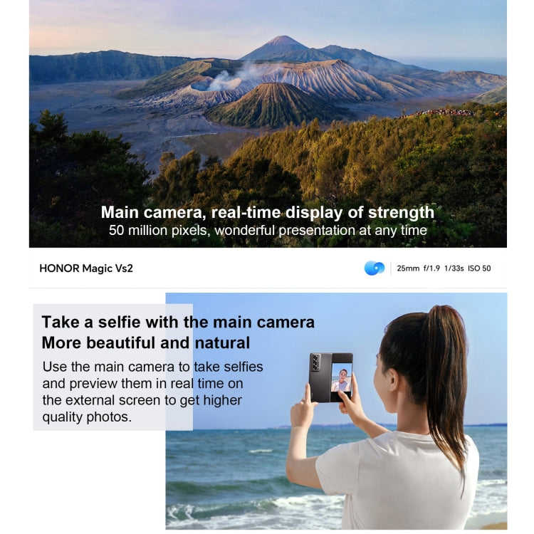 Honor Magic Vs2, Side Fingerprint, 7.92 inch + 6.43 inch MagicOS 7.2 Snapdragon 8+ Gen1 Octa-Core 3.0GHz, OTG, NFC, Not Support Google Play, 12GB+256GB, 16GB+512GB
