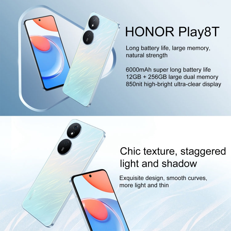 Honor Play8T, 6.8 inch MagicOS 7.2 Dimensity 6080 Octa Core up to 2.4GHz, Network: 5G, OTG, Not Support Google Play, 12GB+256GB