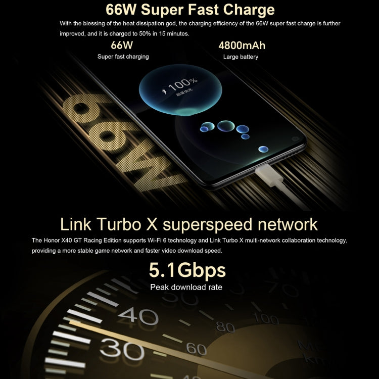 Honor X40 GT Racing, 6.81 inch Magic OS 7.0 Snapdragon 888 Octa Core up to 2.84GHz, Network: 5G, OTG, NFC, Not Support Google Play, 12GB+256GB, 12GB+512GB
