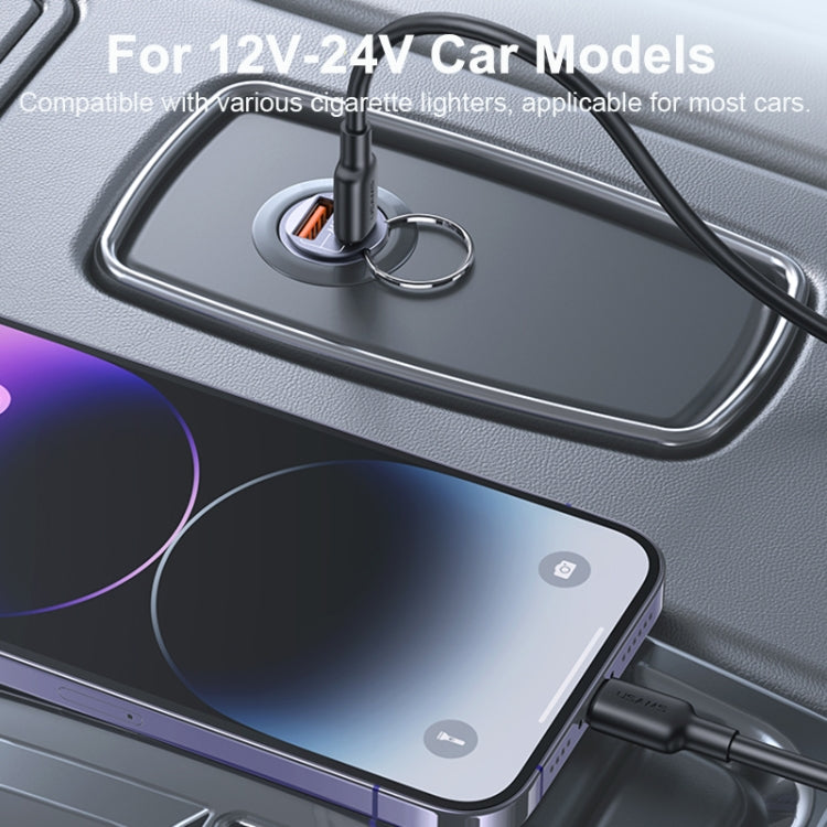 USAMS US-CC206 C38 PD30W USB + Type-C Dual Port Fast Charging Aluminum Alloy Car Charger