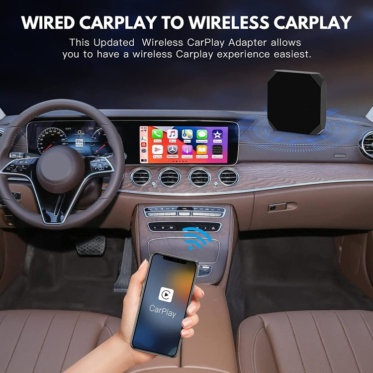 USB + USB-C / Type-C Wired to Wireless Carplay Adapter, Black Box