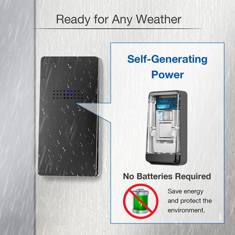 C303B One to Two Home Wireless Doorbell Temperature Digital Display Remote Control Elderly Pager, US Plug, UK Plug, EU Plug