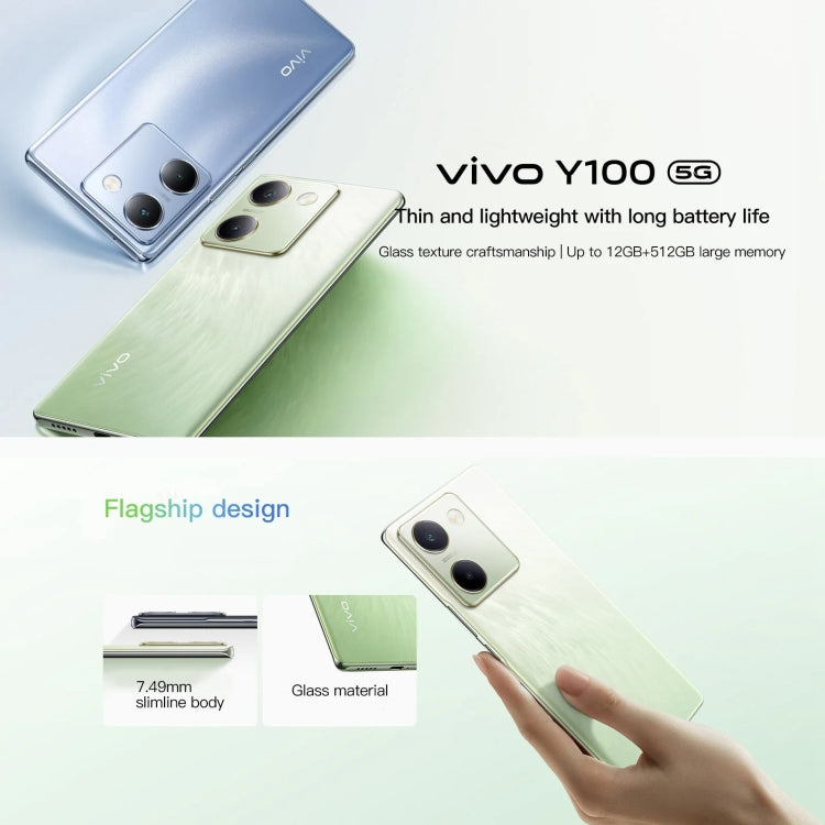 vivo Y100, Face ID / Screen Fingerprint Identification, 6.78 inch Android 13.0 OriginOS 3 Snapdragon 695 Octa Core, OTG, Network: 5G, 8GB+128GB, 8GB+256GB, 12GB+256GB, 12GB+512GB