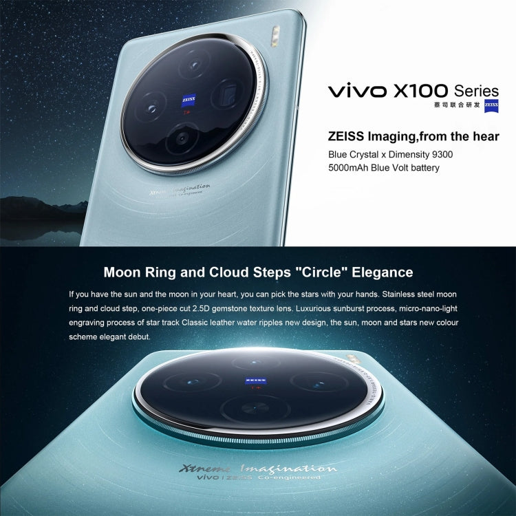 vivo X100, Face ID / Fingerprint Identification, 6.78 inch Android 14 OriginOS 4 Dimensity 9300 Octa Core 3.25GHz, OTG, NFC, Network: 5G, 12GB+256GB, 16GB+256GB, 16GB+512GB, 16GB+1TB