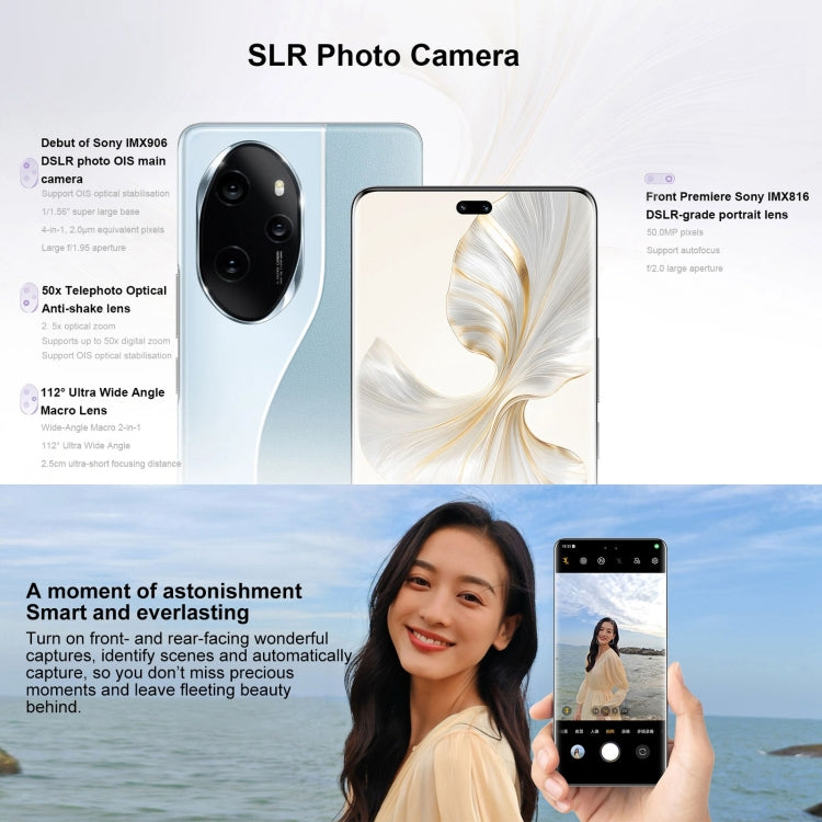 Honor 100 Pro, Screen Fingerprint Identification, 6.78 inch MagicOS 7.2 Snapdragon 8 Gen 2 Octa Core up to 3.19GHz, Network: 5G, NFC, OTG, Support Google Play, 12GB+256GB, 16GB+256GB, 16GB+512GB, 16GB+1TB