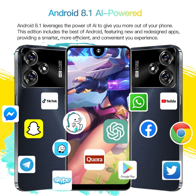 M6Pro / U30, 6.53 inch Screen, Face Identification, Android 8.1 MTK6737 Quad Core, Network: 4G, OTG, Dual SIM, 3GB+32GB