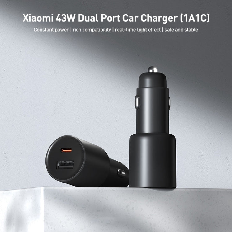 Original Xiaomi 43W Dual Ports USB + USB-C / Type-C Car Charger 1A1C, 43W