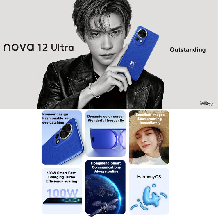 Huawei nova 12 Ultra, Screen Fingerprint Identification, 6.76 inch HarmonyOS 4.0 Octa Core, Network: 4G, NFC, OTG, Not Support Google Play, 12GB+512GB, 12GB+1TB