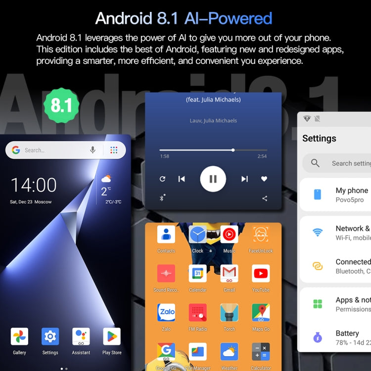 Povo5pro / PU31, 6.53 inch Face Identification Android 8.1 MTK6753 Octa Core, Network: 4G, AI GPT4, Dual SIM, 3GB+32GB