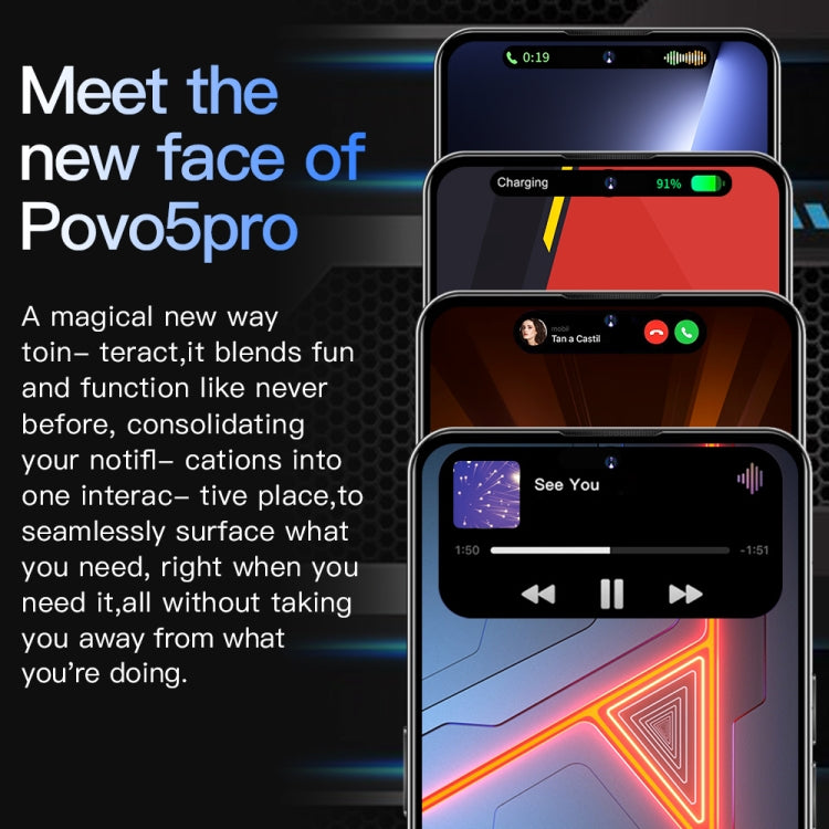 Povo5pro / PU31, 6.53 inch Face Identification Android 8.1 MTK6753 Octa Core, Network: 4G, AI GPT4, Dual SIM, 3GB+32GB