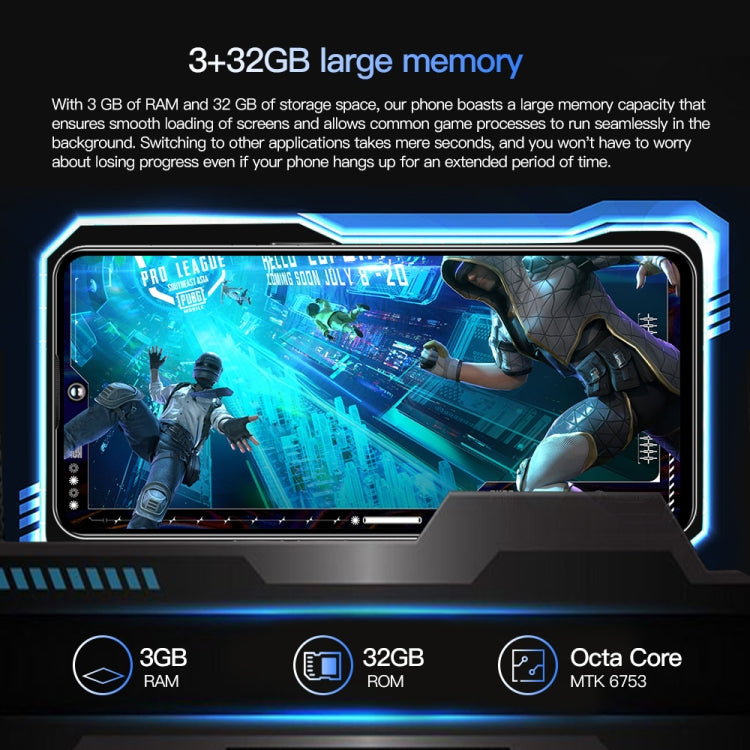Povo5pro / PU31, 6.53 inch Face Identification Android 8.1 MTK6753 Octa Core, Network: 4G, AI GPT4, Dual SIM, 3GB+32GB