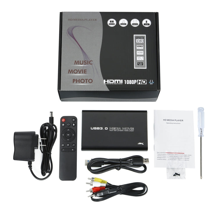 MP2506P 4K 30Hz HD Media Player, Support Auto Loop Play Videos & Photos & Music, MP2506P