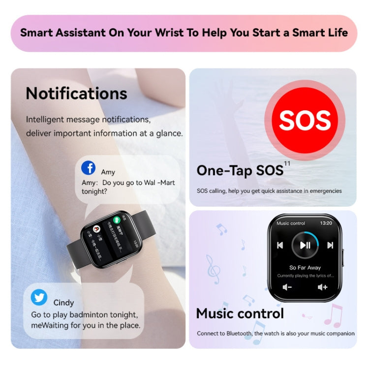 GTS6 1.69 inch Runmefit Pressure MET BT Call Smart Watch, Heart Rate / Blood Pressure / Body Temperature