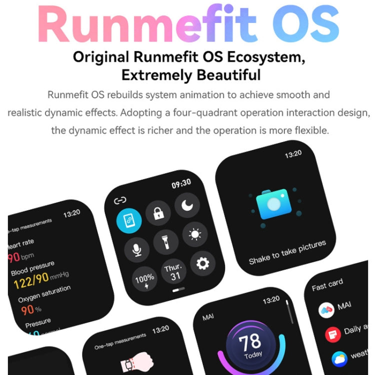 GTS6 1.69 inch Runmefit Pressure MET BT Call Smart Watch, Heart Rate / Blood Pressure / Body Temperature