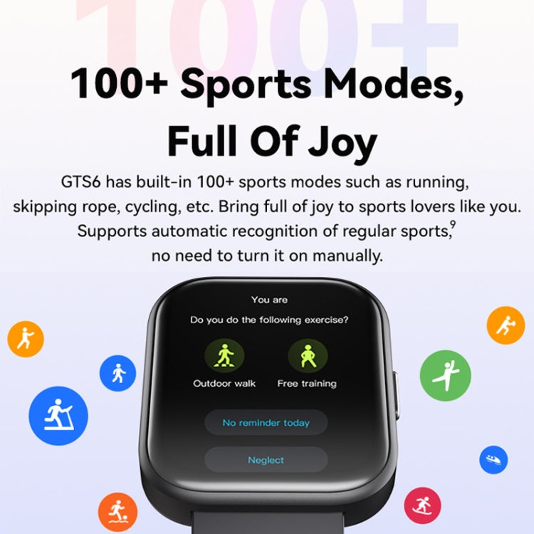 GTS6 1.69 inch Runmefit Pressure MET BT Call Smart Watch, Heart Rate / Blood Pressure / Body Temperature