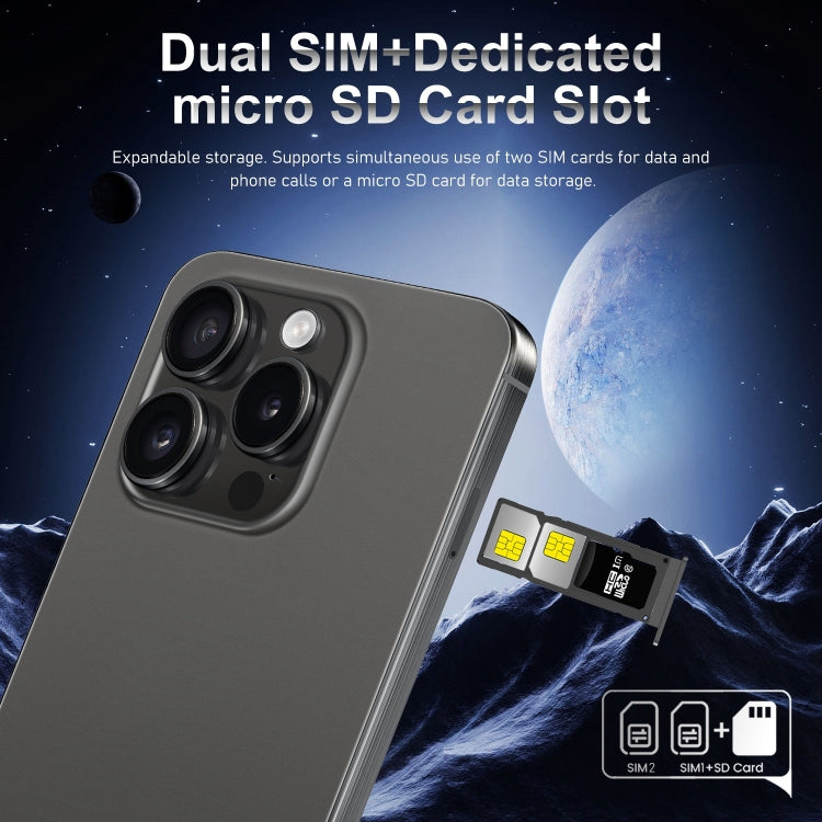 i15 Pro Max / VD1, 6.79 inch Screen, Face Identification, Android 8.1 MTK6753 Octa Core, Network: 4G, Dual SIM, 3GB+32GB