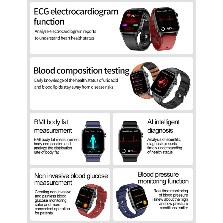 ET580 2.04 inch AMOLED Screen Sports Smart Watch Support Bluetooth Call / ECG Function