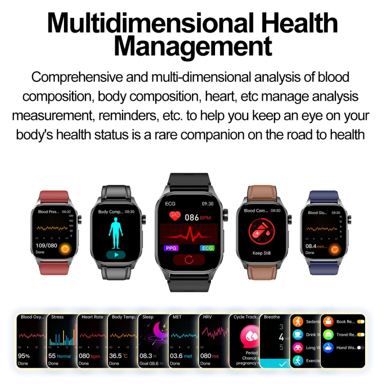 ET580 2.04 inch AMOLED Screen Sports Smart Watch Support Bluetooth Call / ECG Function