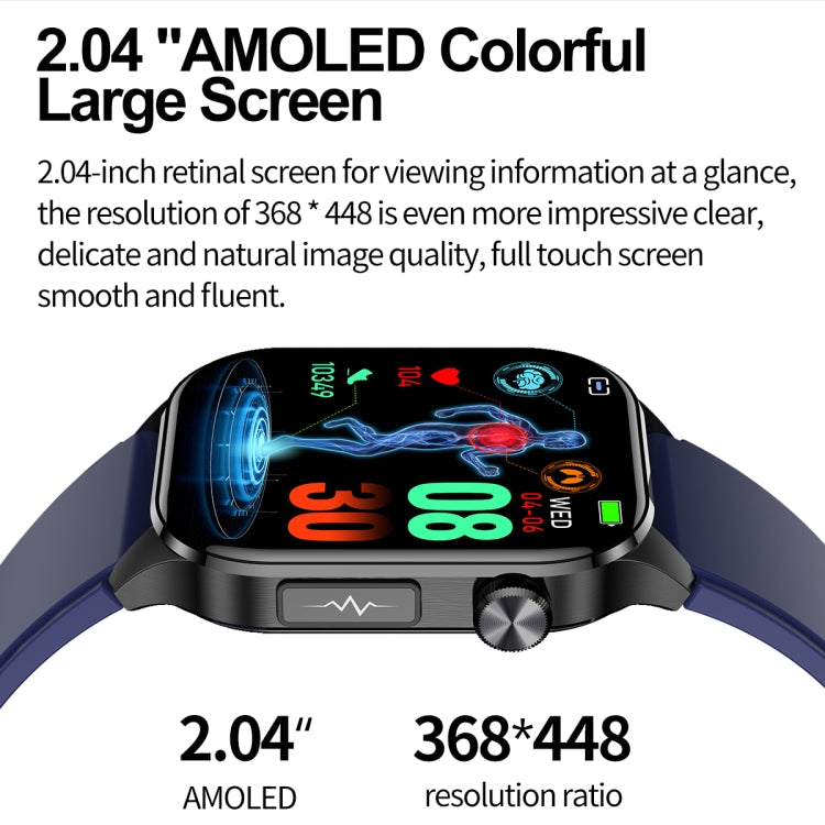 ET580 2.04 inch AMOLED Screen Sports Smart Watch Support Bluetooth Call / ECG Function