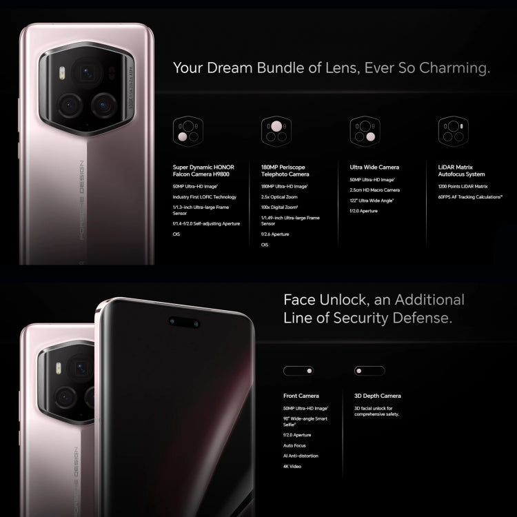 Honor Magic6 RSR Porsche Design, 6.8 inch Magic OS 8.0 Snapdragon 8 Gen 3 Octa Core up to 3.3GHz, Network: 5G, OTG, NFC, Support Google Play, 24GB+1TB