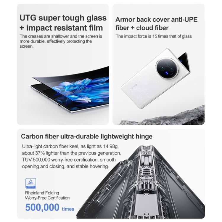 vivo X Fold3 Pro, Face ID / Fingerprint Identification, 8.03 inch + 6.53 inch Android 14 OriginOS 4 Snapdragon 8 Gen 3 Octa Core 3.3GHz, OTG, NFC, Network: 5G, 16GB+512GB, 16GB+1TB