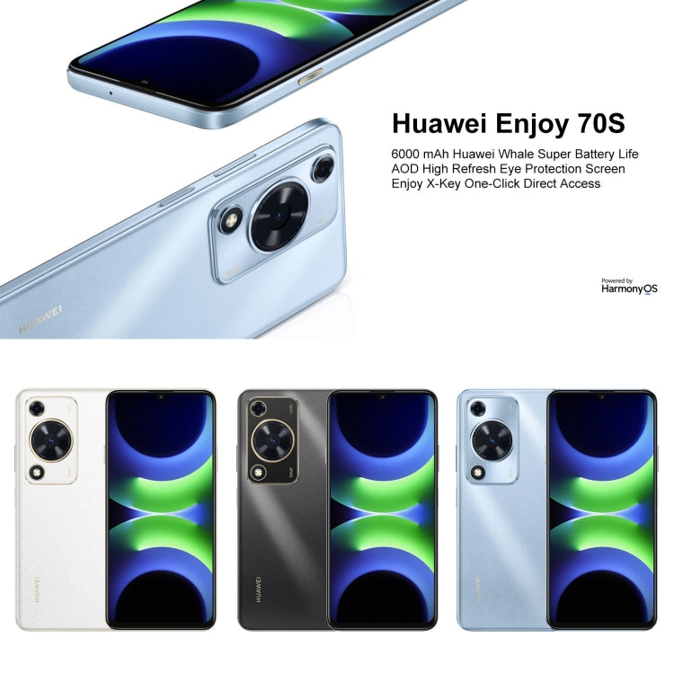 HUAWEI Enjoy 70S, Side Fingerprint Identification, 6.75 inch HarmonyOS 4.2 Octa Core 2.4GHz, Network: 4G, Not Support Google Play, 8GB+128GB, 8GB+256GB