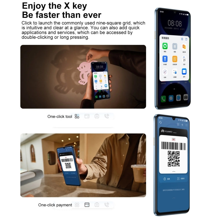 HUAWEI Enjoy 70S, Side Fingerprint Identification, 6.75 inch HarmonyOS 4.2 Octa Core 2.4GHz, Network: 4G, Not Support Google Play, 8GB+128GB, 8GB+256GB