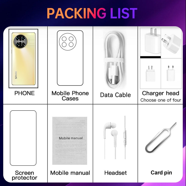 VB16 / Spark 20 Pro+, 6.8 inch Screen, Face Identification, Android 10.0 MTK6737 Quad Core, Network: 4G, Dual SIM, 3GB+64GB