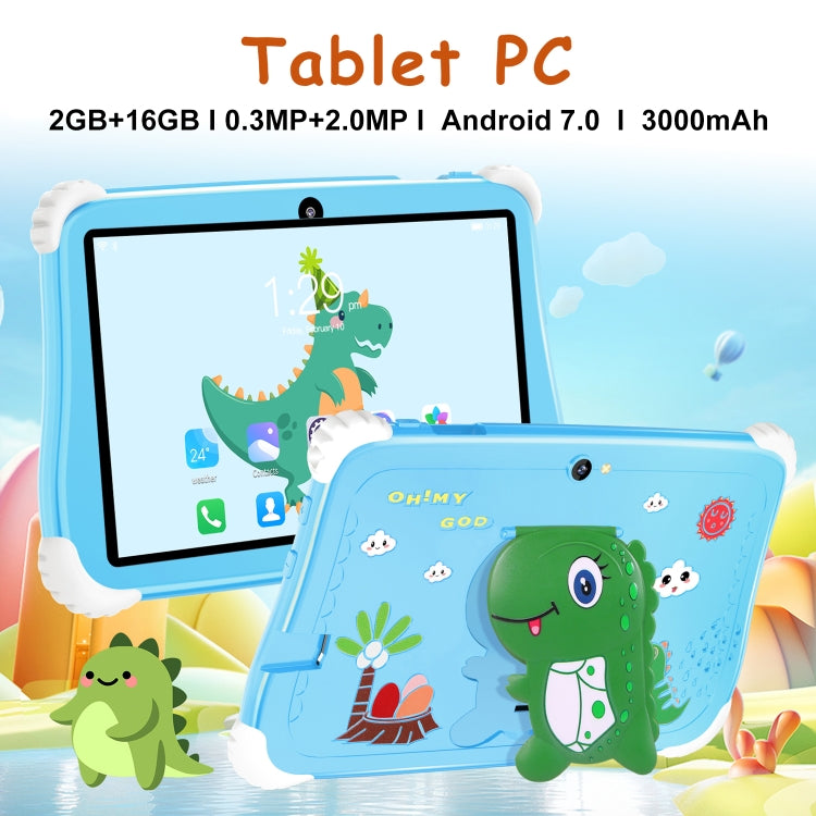 C75 Dinosaur 7 inch WiFi Kids Tablet PC, Android 7.0 MT6735 Octa Core CPU, 2GB+16GB