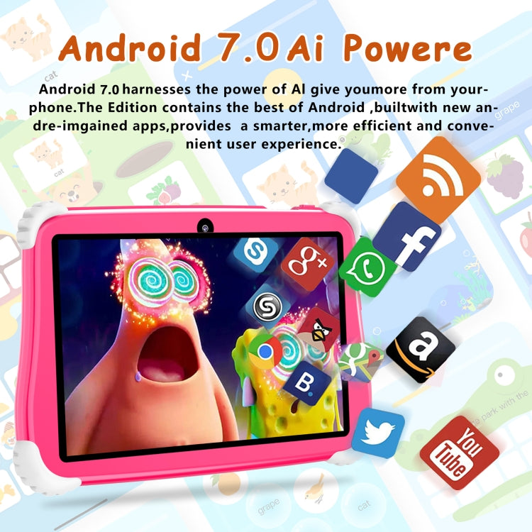 C75 Dinosaur 7 inch WiFi Kids Tablet PC, Android 7.0 MT6735 Octa Core CPU, 2GB+16GB
