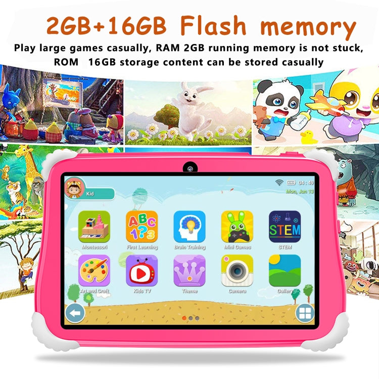C75 Dinosaur 7 inch WiFi Kids Tablet PC, Android 7.0 MT6735 Octa Core CPU, 2GB+16GB