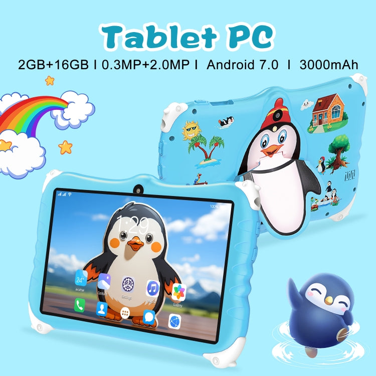 Penguin 7 inch WiFi Kids Tablet PC, Android 7.0 MT6735 Octa Core CPU, 2GB+16GB