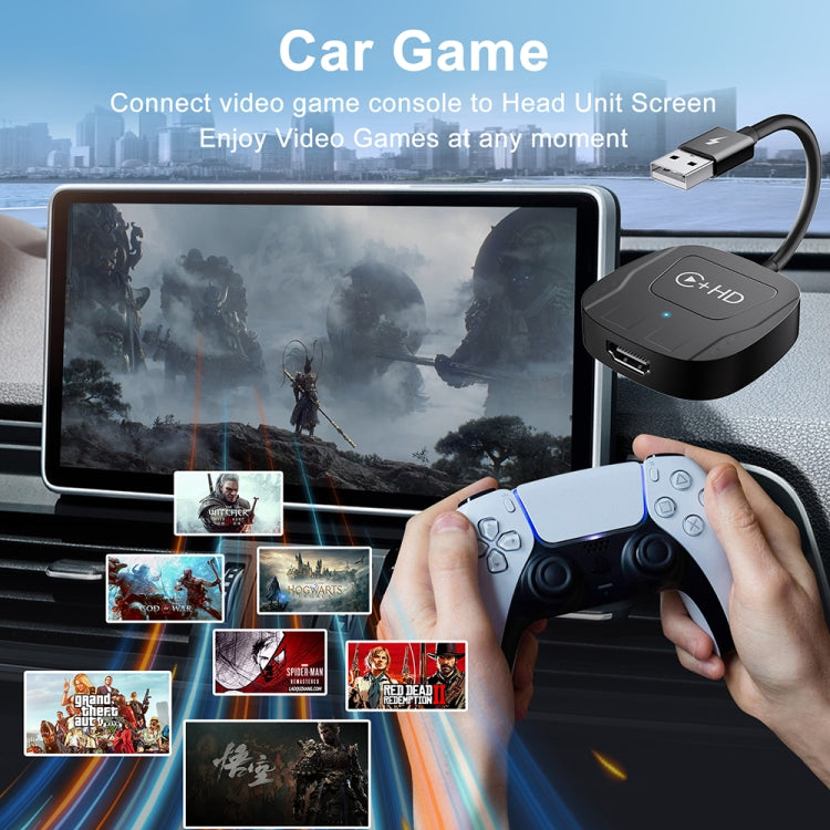USB and HDMI Wired to Wireless CarPlay Auto Adapter, USB + HDMI Square