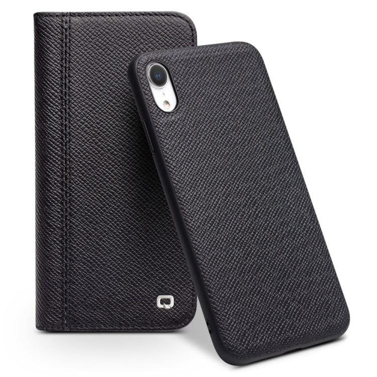 QIALINO 2 in 1 Cross Texture Top-grain Leather + PC + TPU Horizontal Flip Leather Case with Holder & Card Slots, For iPhone XS / X, For iPhone XS Max, For iPhone XR