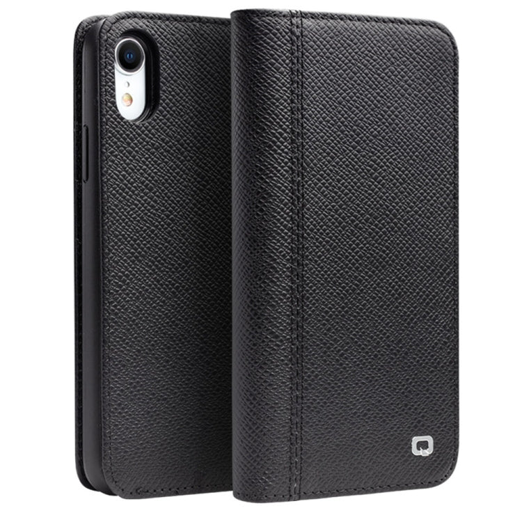 QIALINO 2 in 1 Cross Texture Top-grain Leather + PC + TPU Horizontal Flip Leather Case with Holder & Card Slots, For iPhone XS / X, For iPhone XS Max, For iPhone XR