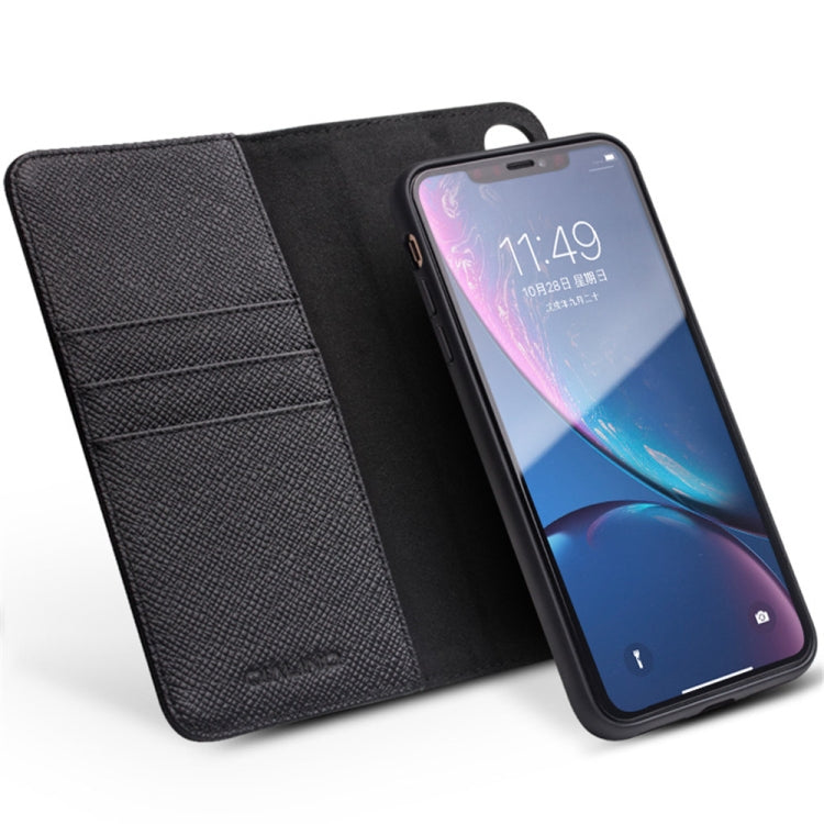 QIALINO 2 in 1 Cross Texture Top-grain Leather + PC + TPU Horizontal Flip Leather Case with Holder & Card Slots, For iPhone XS / X, For iPhone XS Max, For iPhone XR