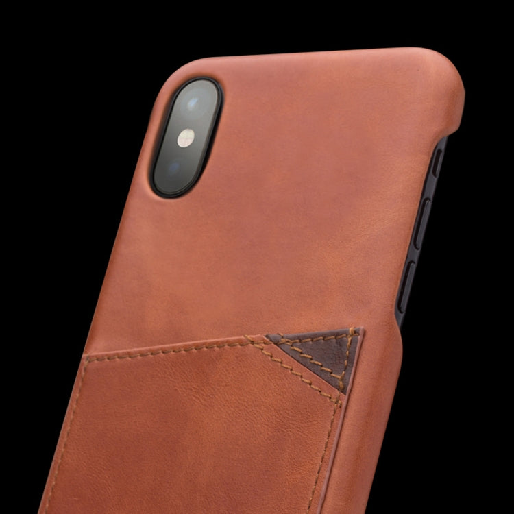 For iPhone X / XS QIALINO Shockproof Cowhide Leather Protective Case with Card Slot